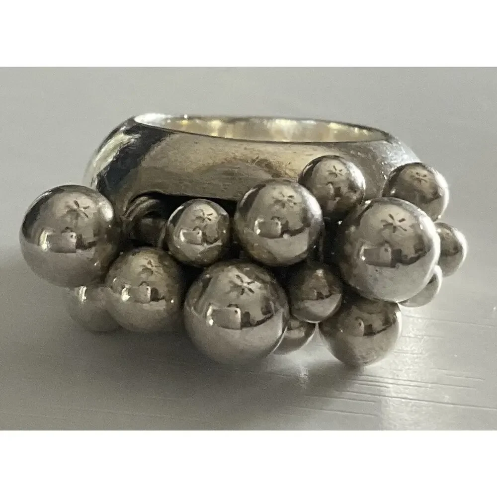 Retired Silpada Cha Cha Sterling Silver Beaded Ring Size 6 - Picture 6 of 6
